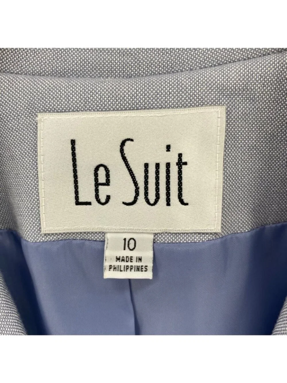 Le Suit Set Womens 10 Blue Blazer Button Jacket Pockets Straight & Pencil Skirt*